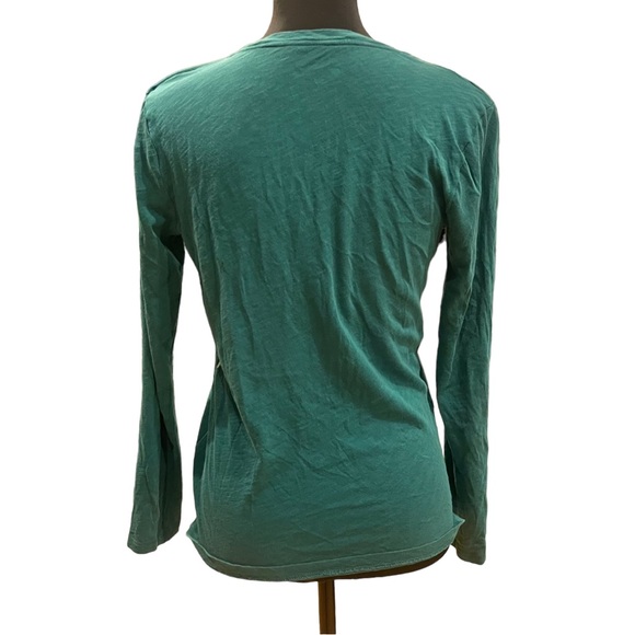 J.Crew. Medium. Green. V-neck. Free w/bundle. Bleach stain, see pics/video! - Picture 5 of 9